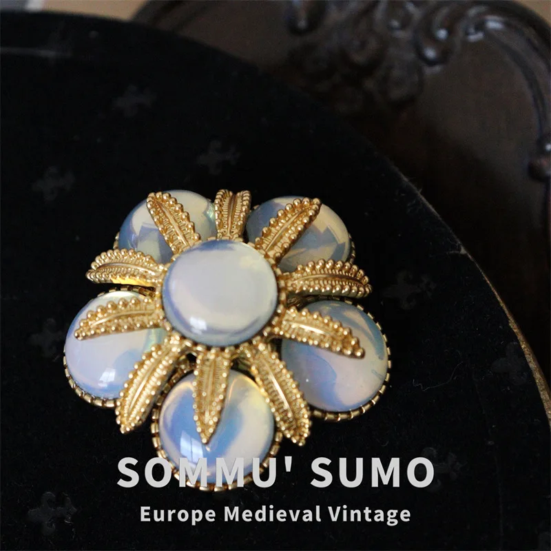Jelly Belly Flower Brooch, Vintage Court Medieval Western