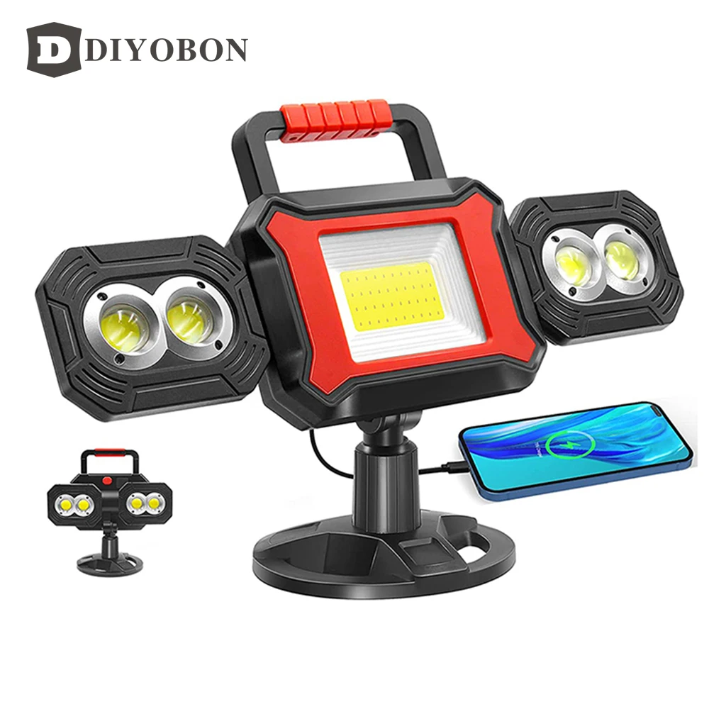 4400mAh Rechargeable Work Light Super Bright COB LED Magnetic Work Light Rotatable Portable Waterproof Job Site Lighting Outdoor