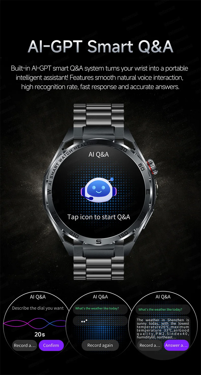 ECG Smartwatch für Herren, Bluetooth-Anruf, Fitness-Tracker, Blutdruckmessung, BO2, Schlafüberwachung, Gesundheits-Smartwatch, Sport, für Android und iOS – Detail 10