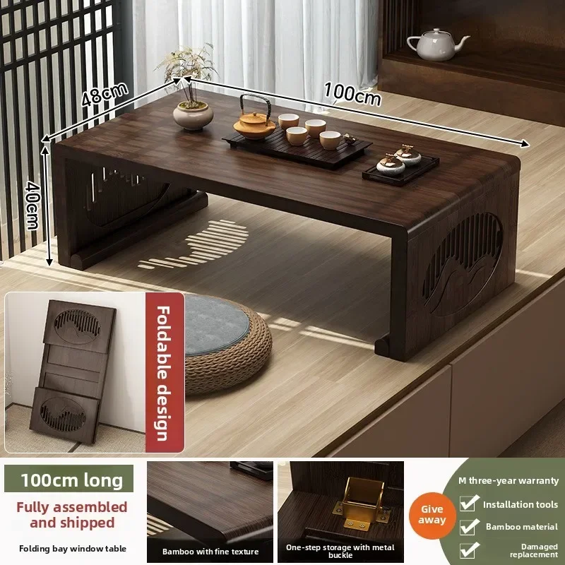 Multi-functional bay window small table tea table bed folding small coffee table balcony low table