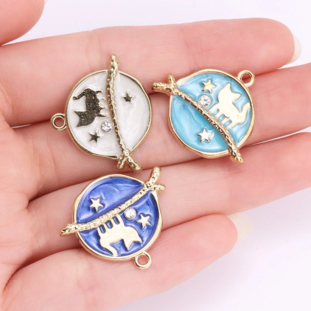 20Pcs/lot Mix Enamel Saturn Planet Charms Pendants for Necklace Earrings DIY Handmade Jewelry Making Craft Accessories Wholesale