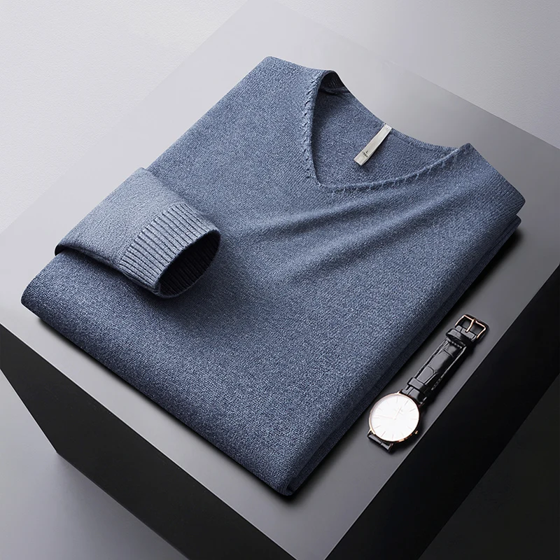 

Autumn wintervcollar sweater men's stretch comfortable warm cold-resistant top fashion casual pure color all-matching sweater