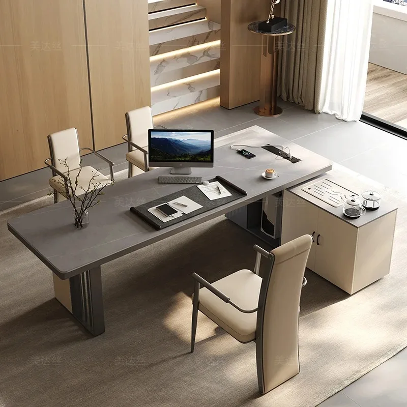 Upgrade Designer Wood Office Desk Aesthetic Luxury Writing Wooden Office Table Executive Modern Mesa De Escritorio Furniture