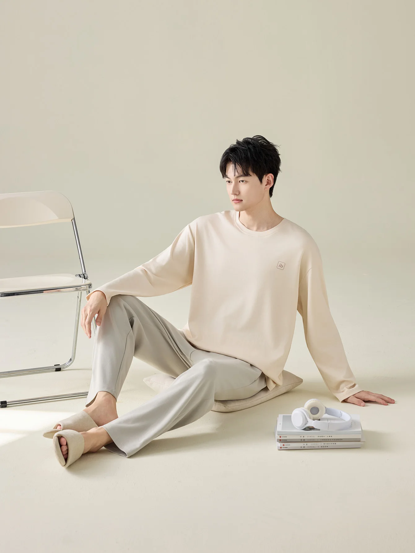 Ropa de dormir 100% algodón de manga larga para hombre, ropa de dormir de talla grande para las cuatro estaciones, conjunto de traje para el hogar de algodón puro para adolescentes para mayor calidez