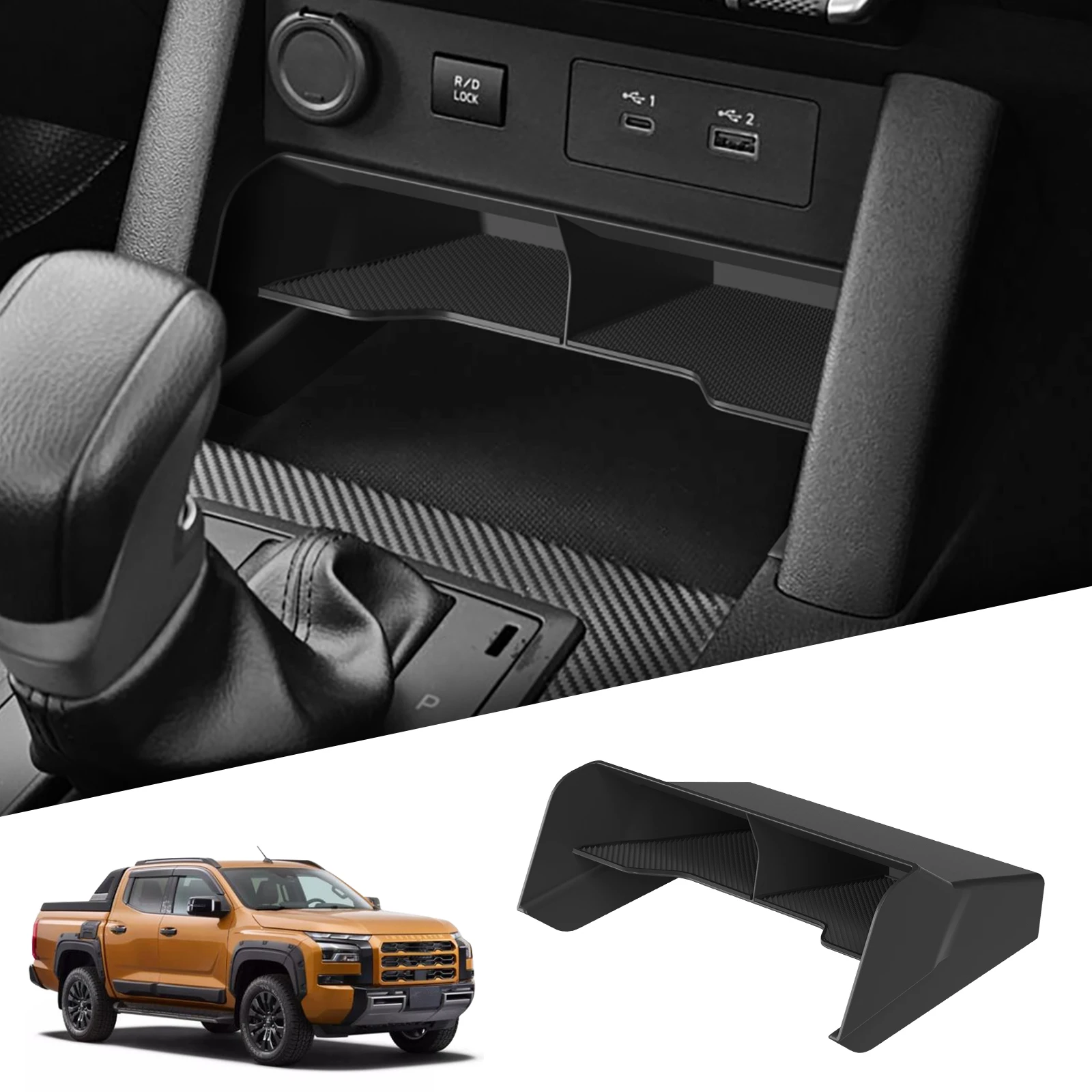 

LUCKEASY для Mitsubishi L200/Triton 2024 2025 ящик для хранения центральной консоли автомобильный лоток-органайзеры аксессуары для уборки черный
