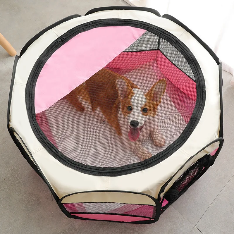 Foldable Pet Playpen Cat Whelping Box Octagon Tent Dog Crate Kennel Fence Cage for Cat Dog Delivery