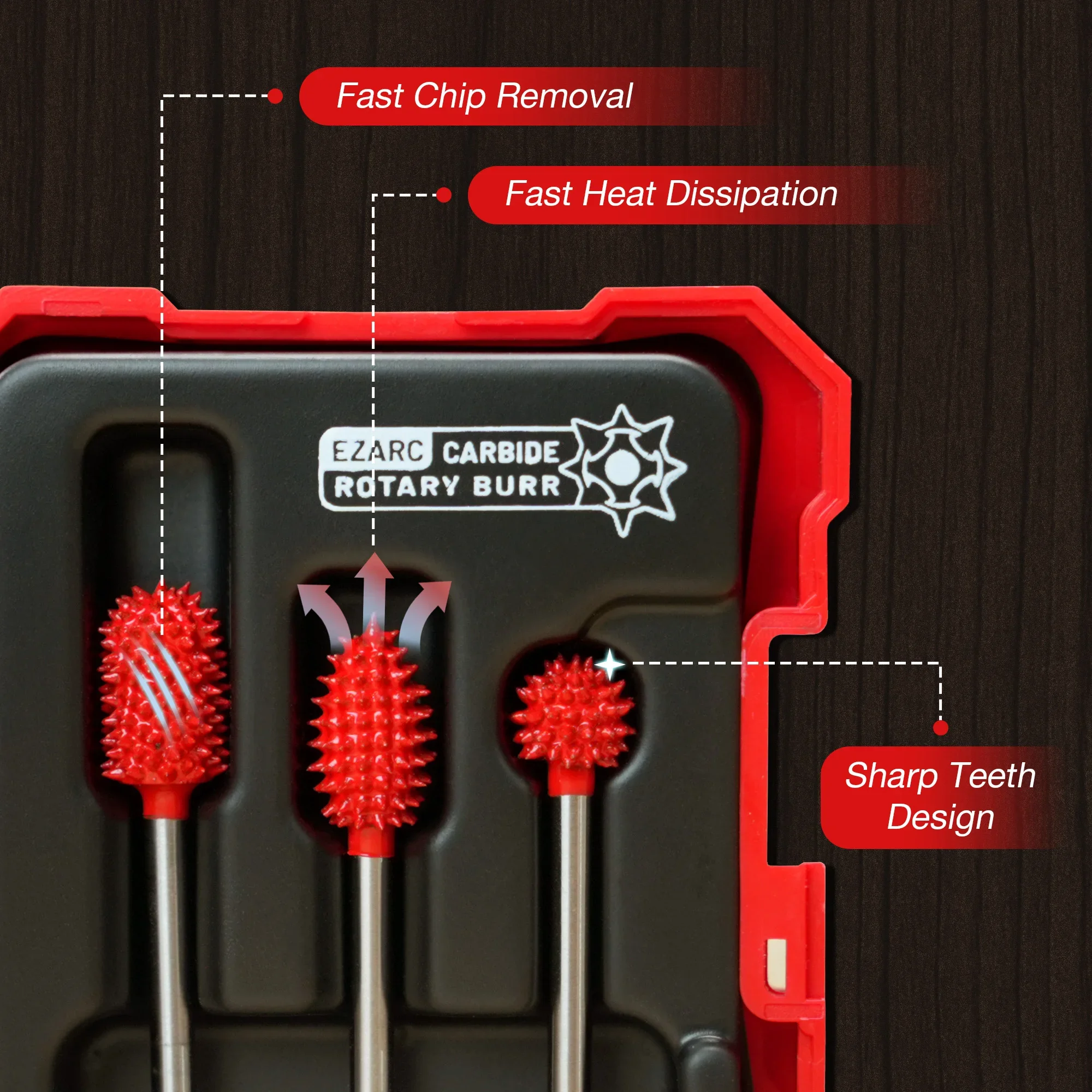 EZARC 1/3PC Tungsten Carbide Rotary Burr 1/8