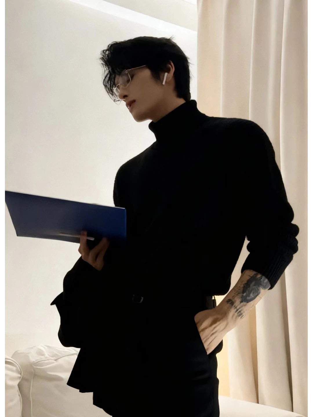 

Bla High Collar Slim Fit Knitwear Men's Autumn Winter Advanced Sensation Base Layer Inner Wear Cleanfit Top