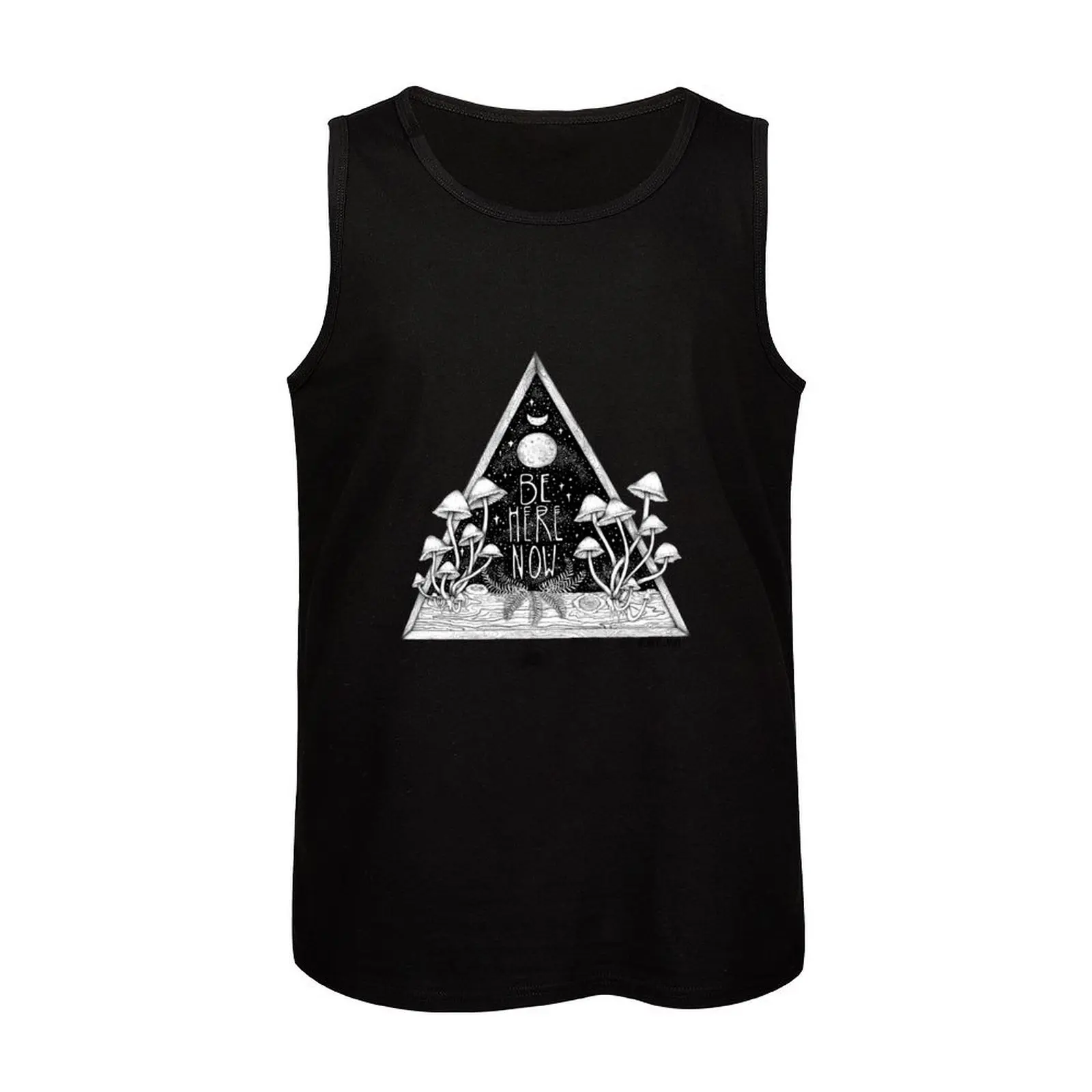 Be Here Now || Zen typography mushroom illustration Tank Top bodybuilding for men t shirt gym