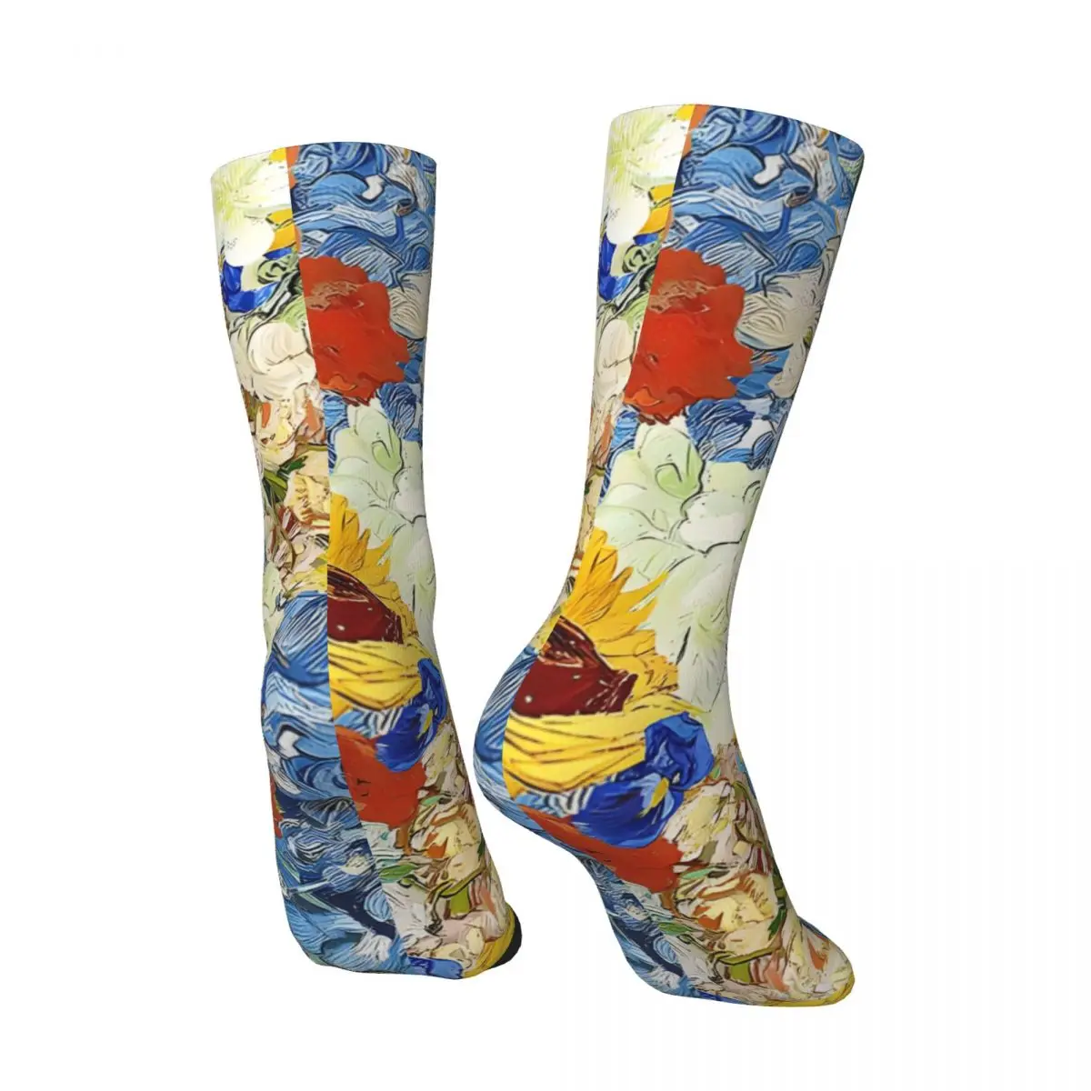 Crazy compression Van Gogh Flower Collage Sock for Men Vintage Quality Pattern Crew Sock Casual