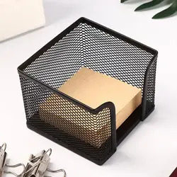 Black Metal Mesh Cube Box, Container, Note Pad Storage Box, Desktop Memo Pad Sticky Note Organizer, Home Office Supplies