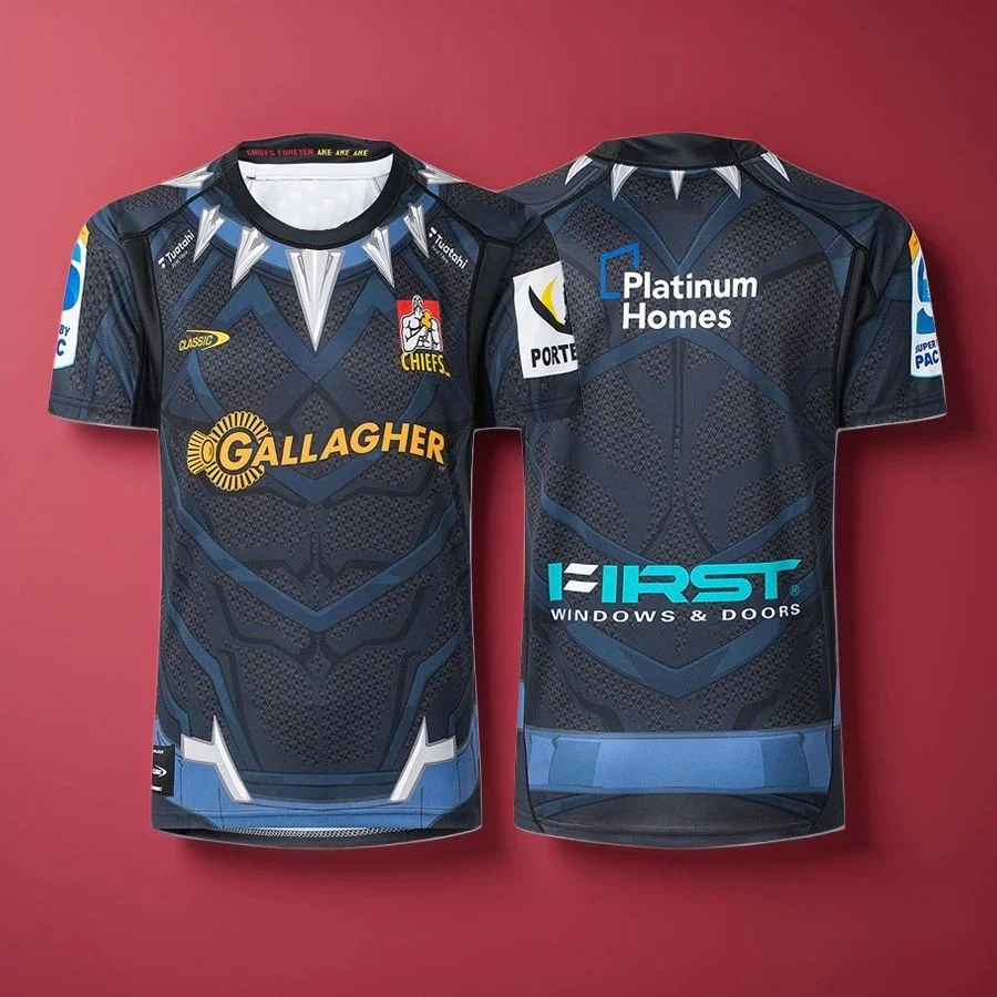 

MINISO New Fashion Famiy Matching Outfits Chiefs Super Rugby Marvel Jersey Breathable Quick Drying Oversized Sports Casual Shirt