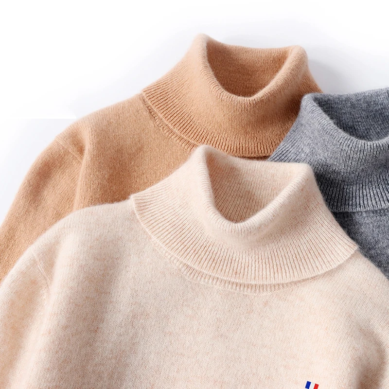 Men's Winter Clothes Sweater 100% Cashmere Wool Turtleneck Youth Fashion City Simple South Korea Fashion Warm Keeping Thick