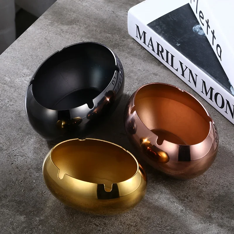 

Stainless Steel Ellipse Ashtray Cigarette Lighters & Smoking Accessory Ash Tray Modern Style Home Office Decoration Ashtray