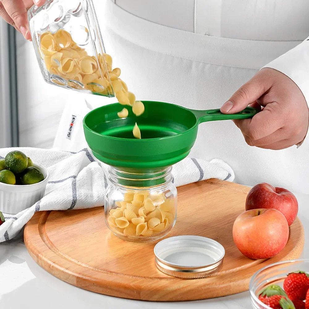 Plastic Canned Funnel Wide Mouth Funnel Jars Folding Funnel with Long Neck Liquid Filling Funnels Household Kitchen Gadget