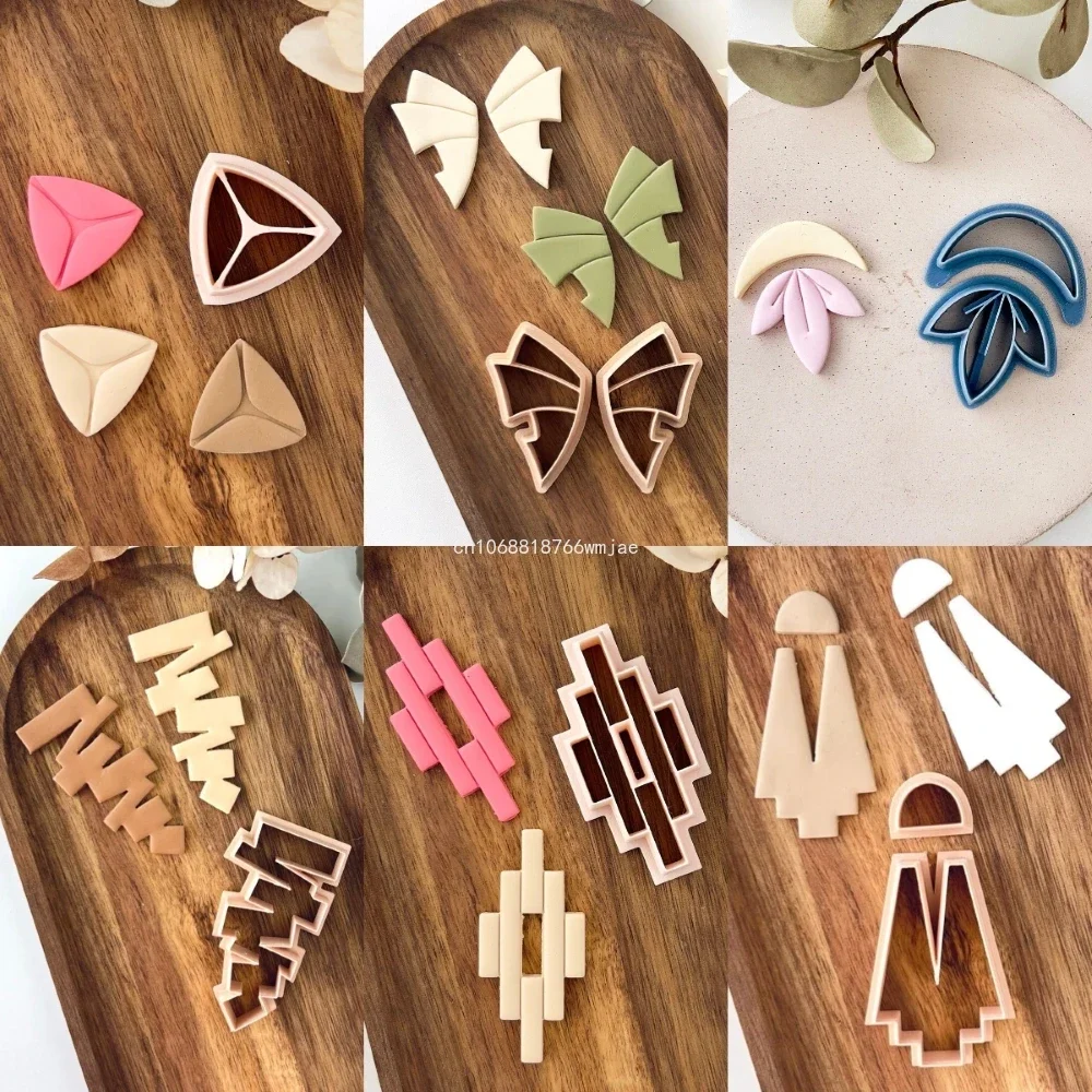 Basic Geometric Style Polymer Clay Cutters Flower Shaped Dangle Clay Embossing Molds for Earrings Jewelry Pendant Making Cutting