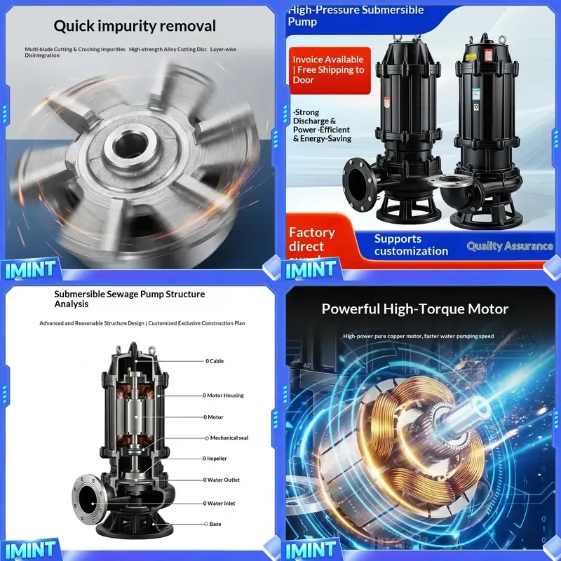 Factory Direct Sales Submersible Centrifugal 380V Three-Phase Cast Iron Dredging Slurry Septic Tank Non-Clogging Sewage Pump