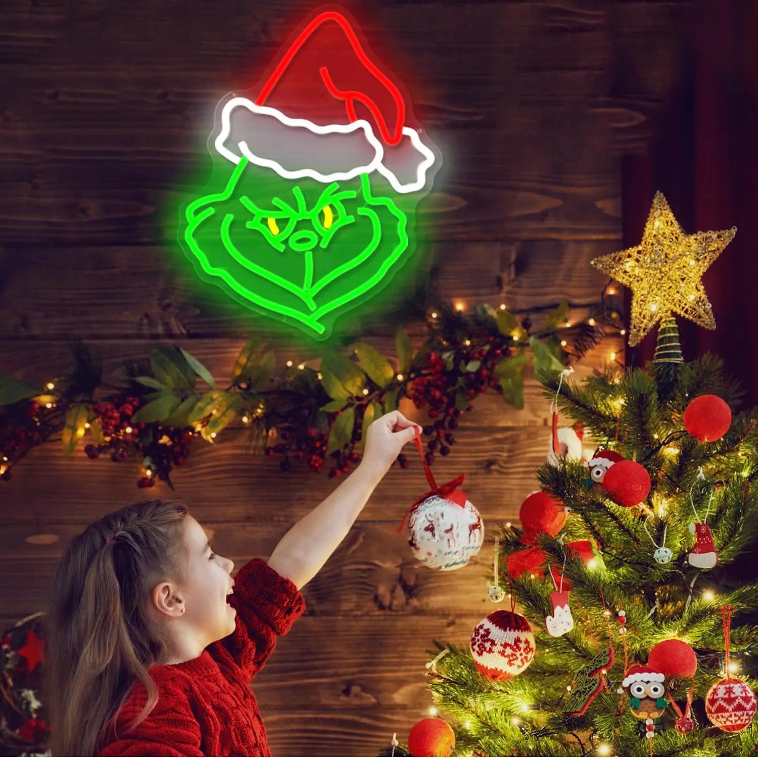 Christmas Neon Sign Cartoon Christmas Neon Light Sign for Wall Light Up Signs for Home Party Neon Wall Light Decor Xmas Gift