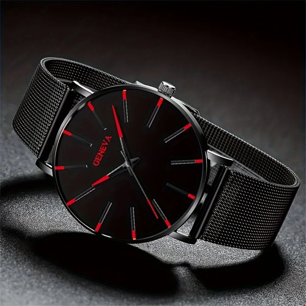 2 pezzi/set, set di orologi da uomo e da donna, orologio da polso analogico alla moda con quadrante nero classico casual, regalo di compleanno per la festa del papà G