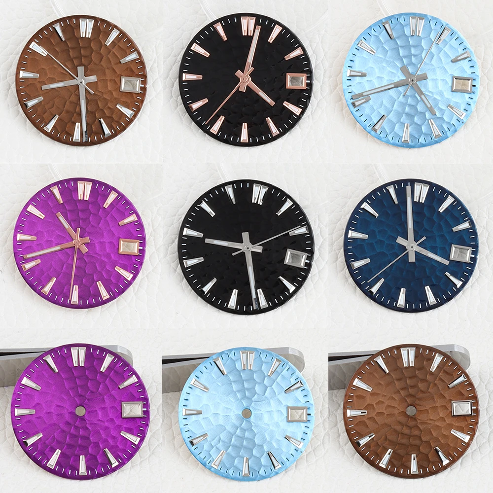 

28.5MM NH35 Dial Green Luminous Fit DATEJUST Mod Dial NH35 NH36 Movement Beehive Texture Watch Dial Pointers Watch Accessories
