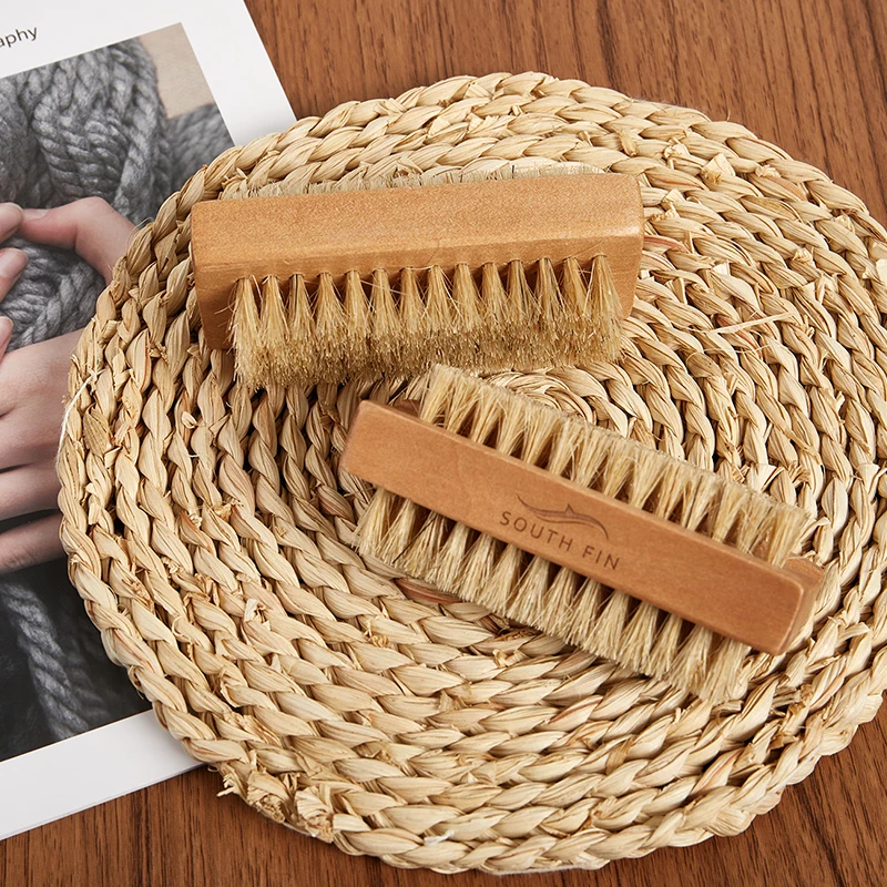 Double-Sided Wooden Nail Brush - Square Scrubbing Brush for Finger and Toe Nail Care