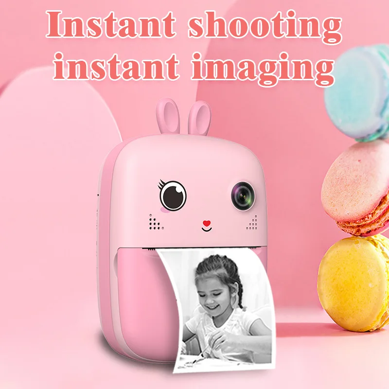 Portable handheld mini children's photo printer with automatic photo cleaning for children's cameras that can take photos