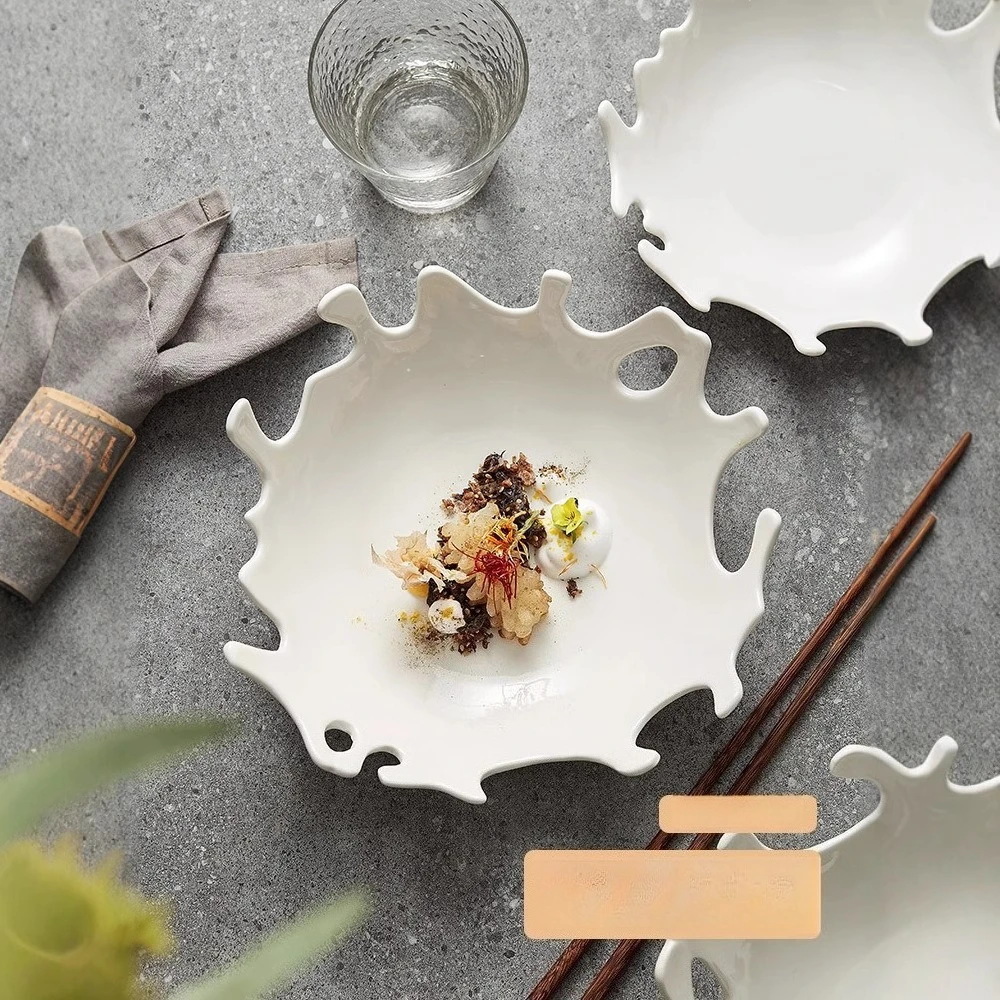 

Creative Coral Design Dinner Plate for Home Hotel Restaurant High-end Ceremonial Tableware Fruit Salad Dish