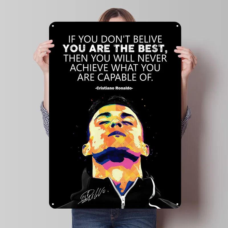 Cristiano Ronaldo Motivation Metal Signs Sport Poster Vintage Decoration Room Custom Tinplate Sign for Wall Art Decoration Retro