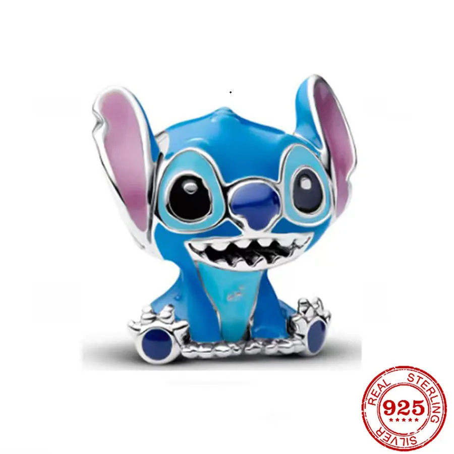 تم إطلاقها حديثًا 100% خرز قلادة من الفضة الإسترلينية S925 من Disney Golden Stitch مثالي لإنشاء أساور يدوية أصلية