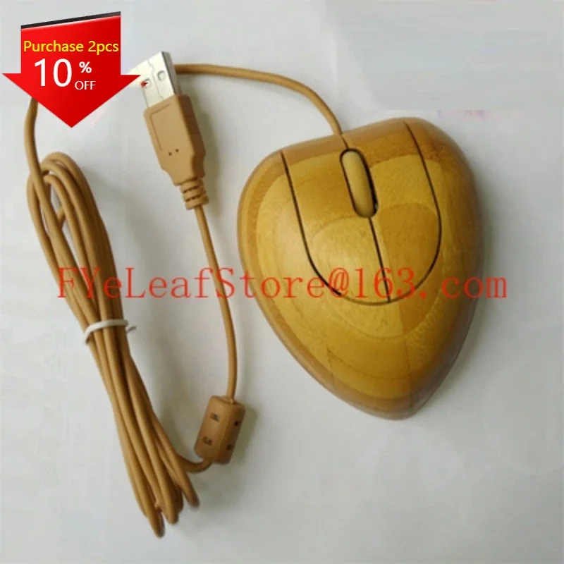 Full Bamboo Heart-Shaped Usb Mouse Desktop Notebook Wired Bamboo Wood