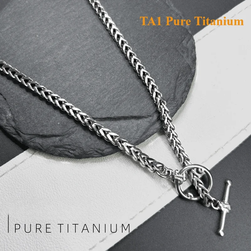 NEW 4mm TA1 Pure Titanium Keel Chain Necklace Men's Positive And Negative Hip-Hop Fashion Anti-Allergy Twist Ti Chain Necklace