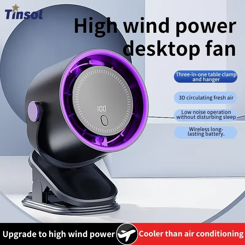 TINSOL Multifunctional Electric Fan Air Circulation Cooler Wireless Portable Home Quiet Fan Desktop Wall-Mounted Electric Fan