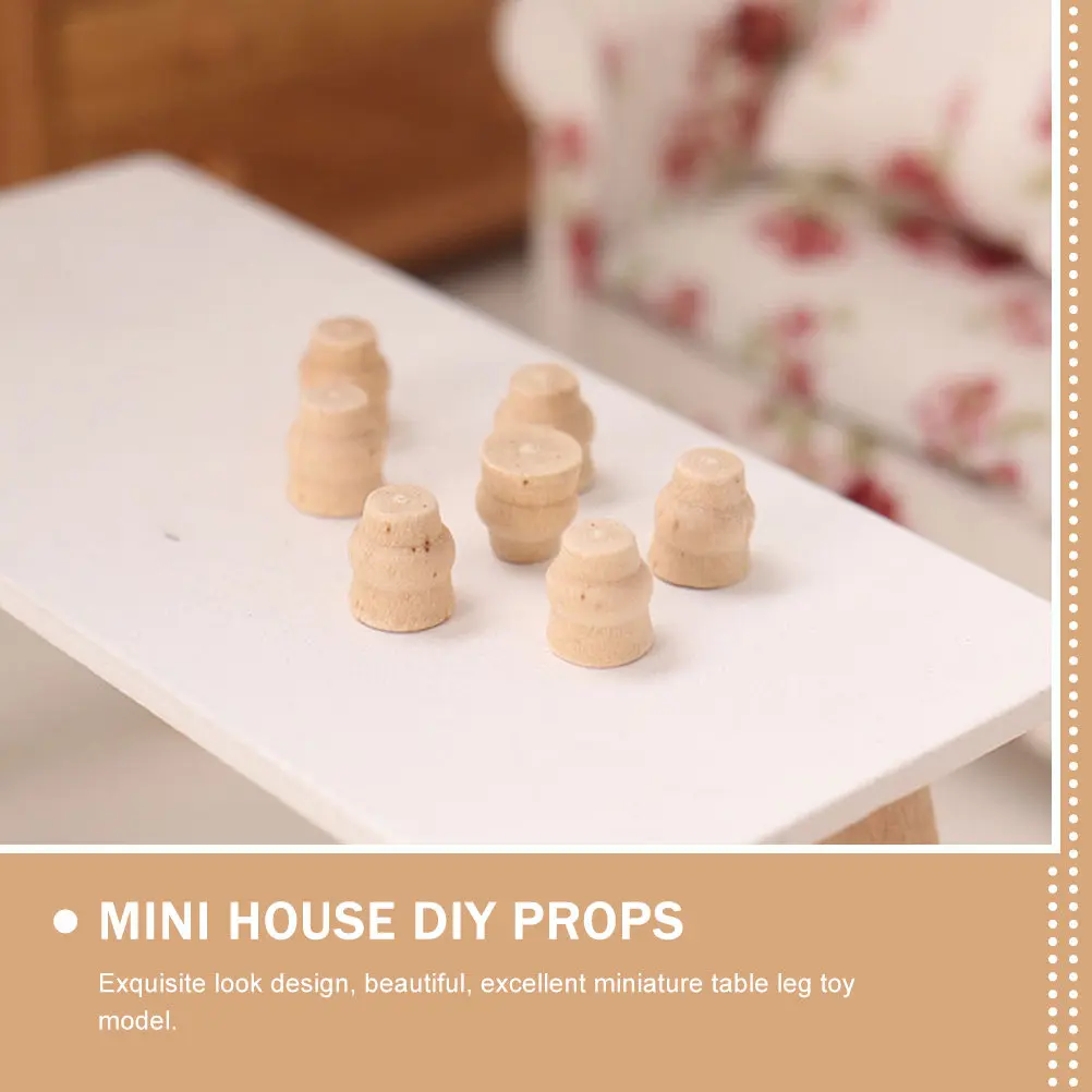 12Pcs Mini Furniture Wood Legs Mini Sofa Bed Table TV Cabinet Feet Supplies Miniature Furniture Legs