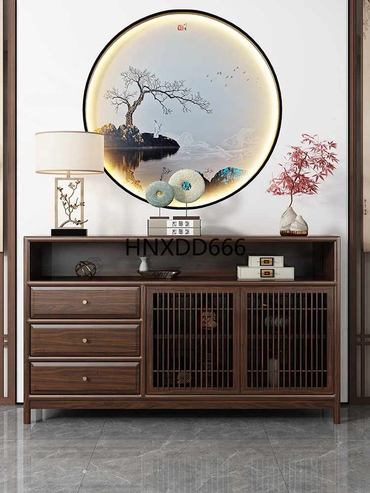 غرفة المعيشة مقابل الحائط، خزانة شاي زن، خزانة مدخل من الخشب الصلب