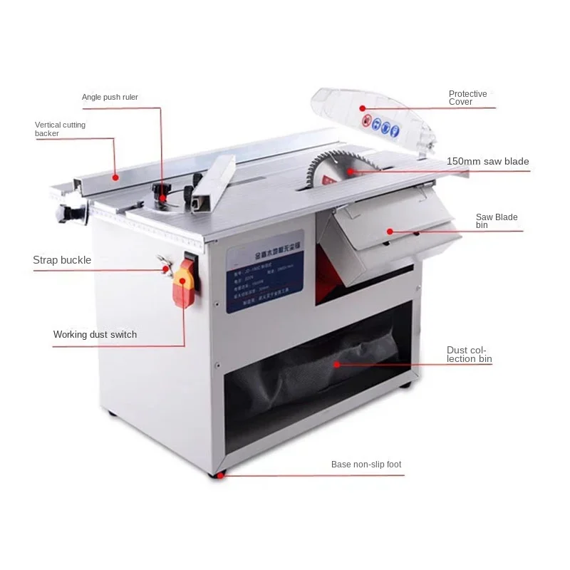 1500W Adjustable Speed Electric Table Saw Dust-Free Sliding Miter Floor Woodworking Cutting Tool