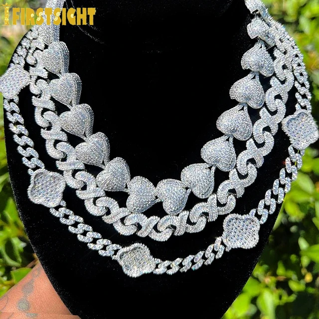 New Infinity Necklace Gold Plated Iced Out Bling 12mm Cuban Chain Prong Settin CZ Zircon Charm Hip Hop Men Women Jewelry AliExpress