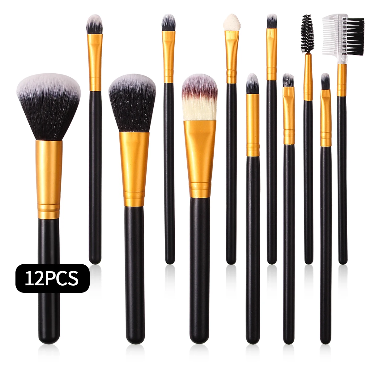 12PCS high-end makeup brush set, powder brush, blush brush, concealer brush, professional beauty tools for beginners