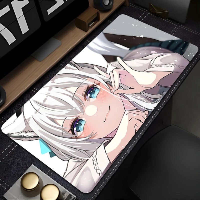 Mouse Pad Office Laptop Keyboard Mousepad H-hololive Shirakami Fubuki Pc Computer Desk Mat Gaming Pad Mouse Mats For Best Gift