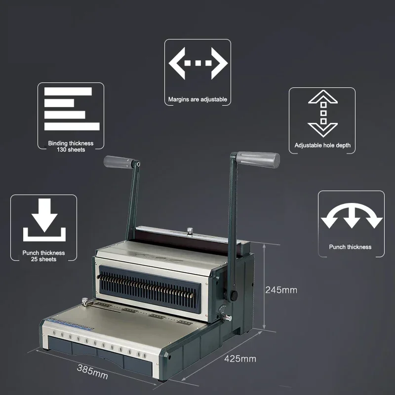 Wire-O Desk Calendar Punching Machine; Round-Hole Wire-Binding Machine for Wall Calendars; Compact 34-Hole Wire-Binding Machine