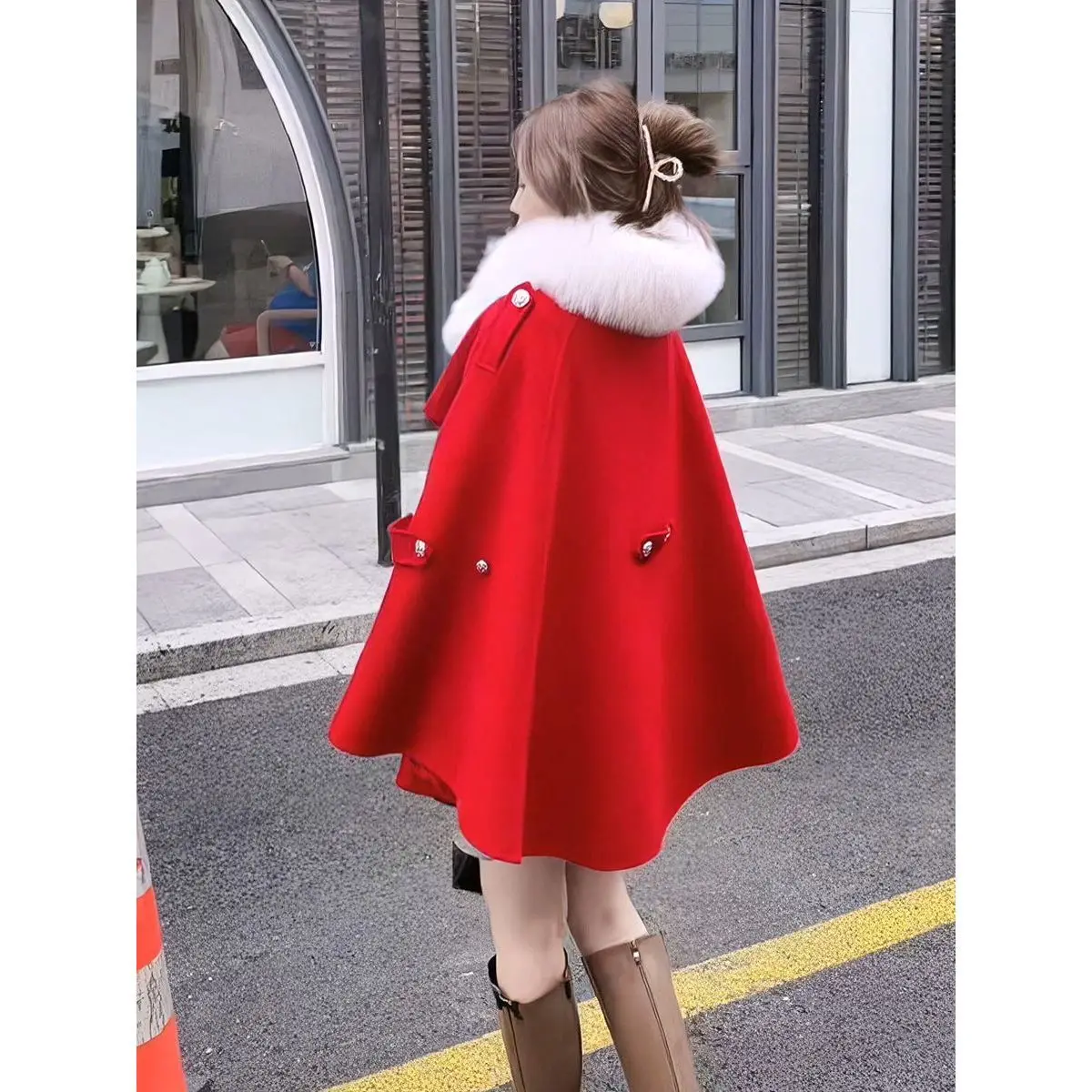 

Двустороннее пальто с капюшоном, женское белое меховое пальто небольшого размера, осень-зима, новое корейское прямое пальто для поездок на работу E12808