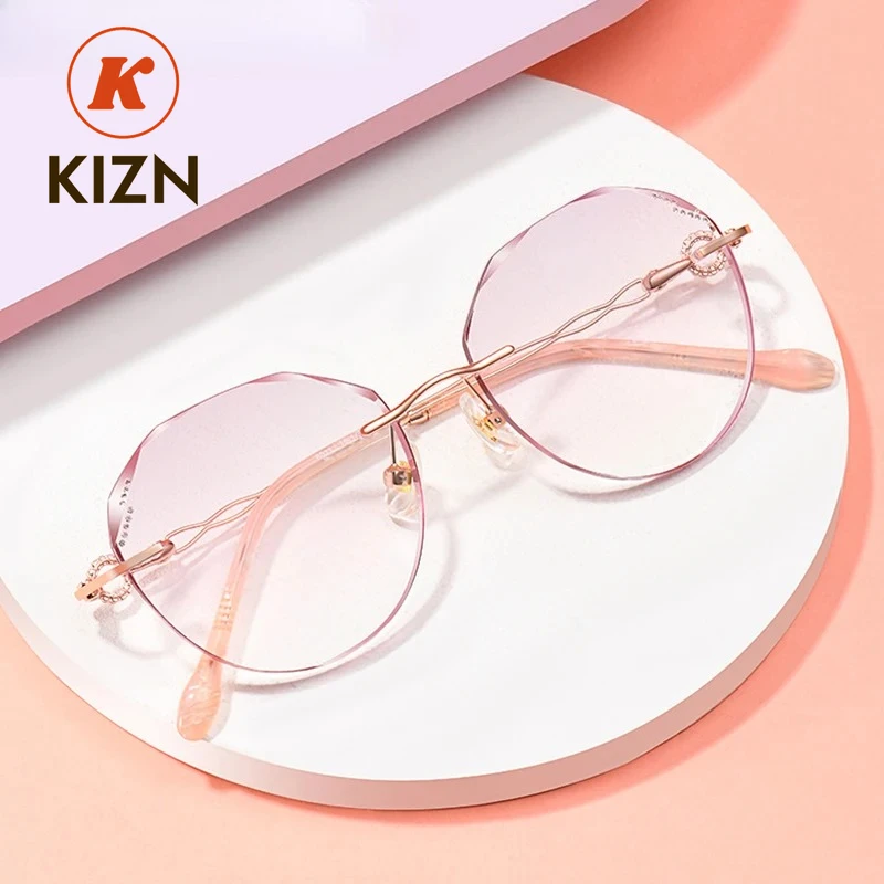 

Женские очки без оправы, прочные титановые очки, элегантные солнцезащитные очки, роскошные очки с градиентом серого и красного цвета, женские оптические безрамные очки Gafas