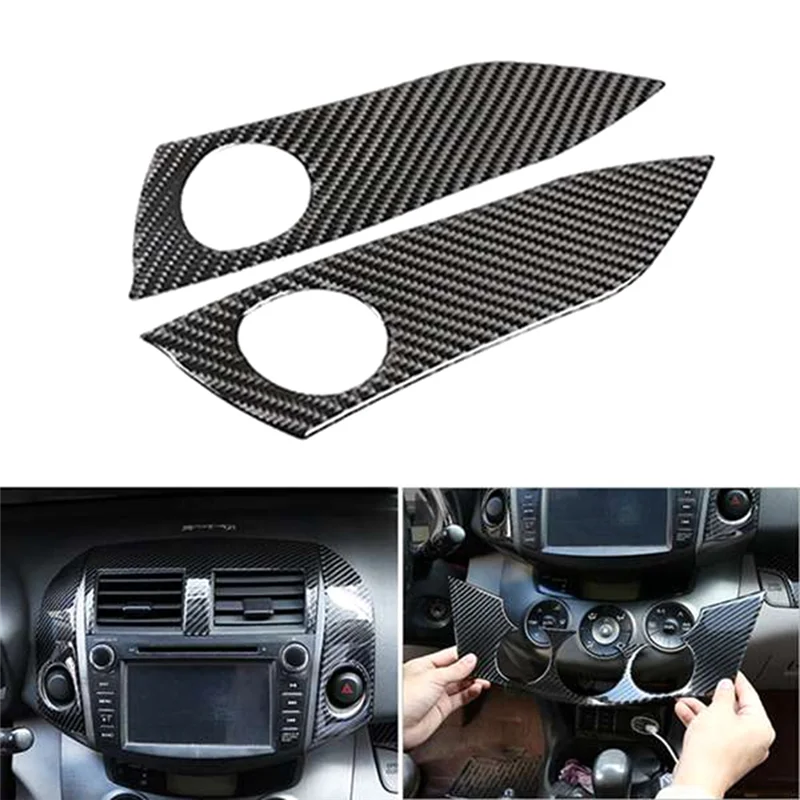 Car Carbon Fiber Sticker Center Control Panel Warning Lamp Cover Frame Decoration for Toyota RAV4 RAV 4 2006-2012