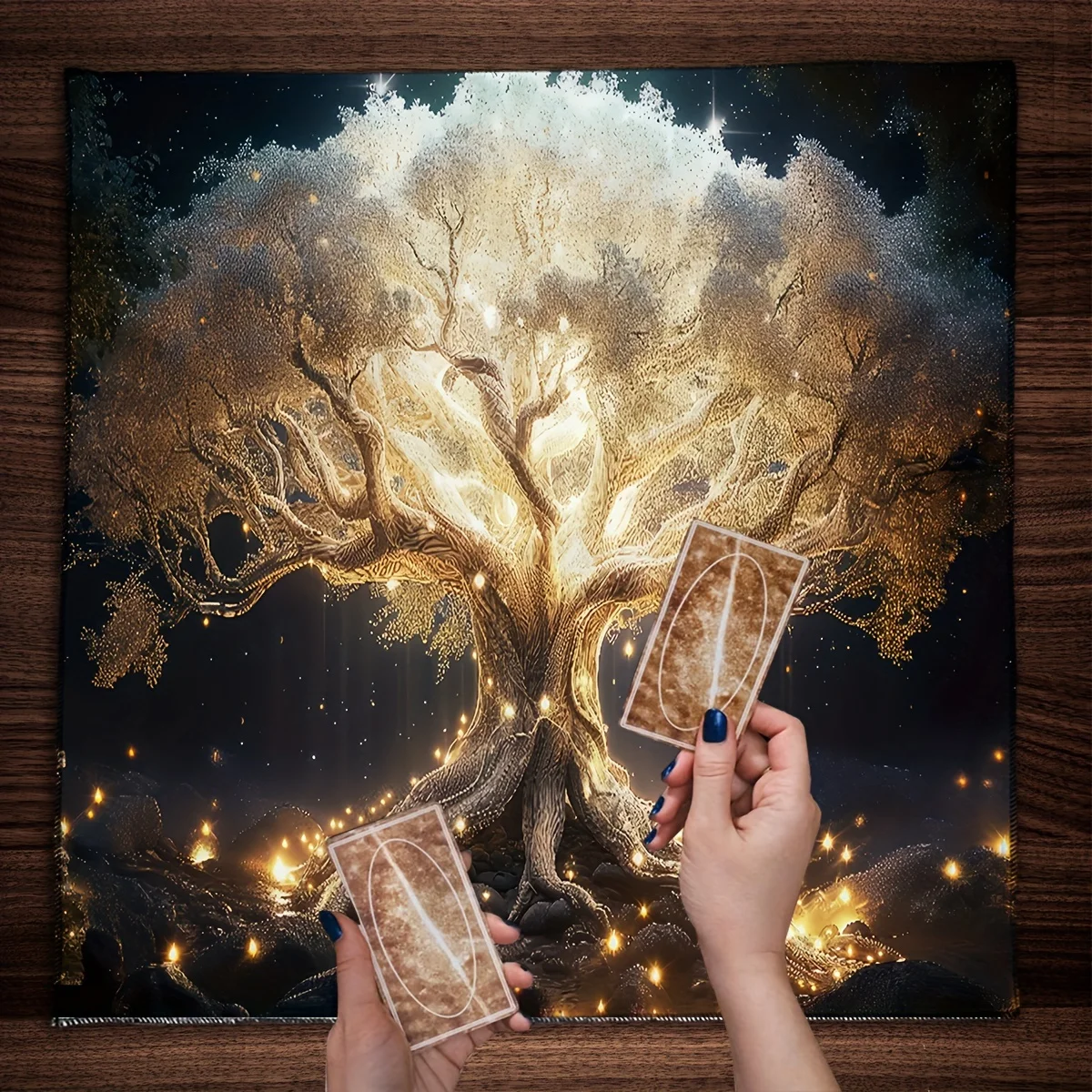 Tarot Clothes for Table Tarot Cloth Astrology Sun Starry Sky Tree of Life Altar Cloth Reading Set Home Decoration Wall Mat