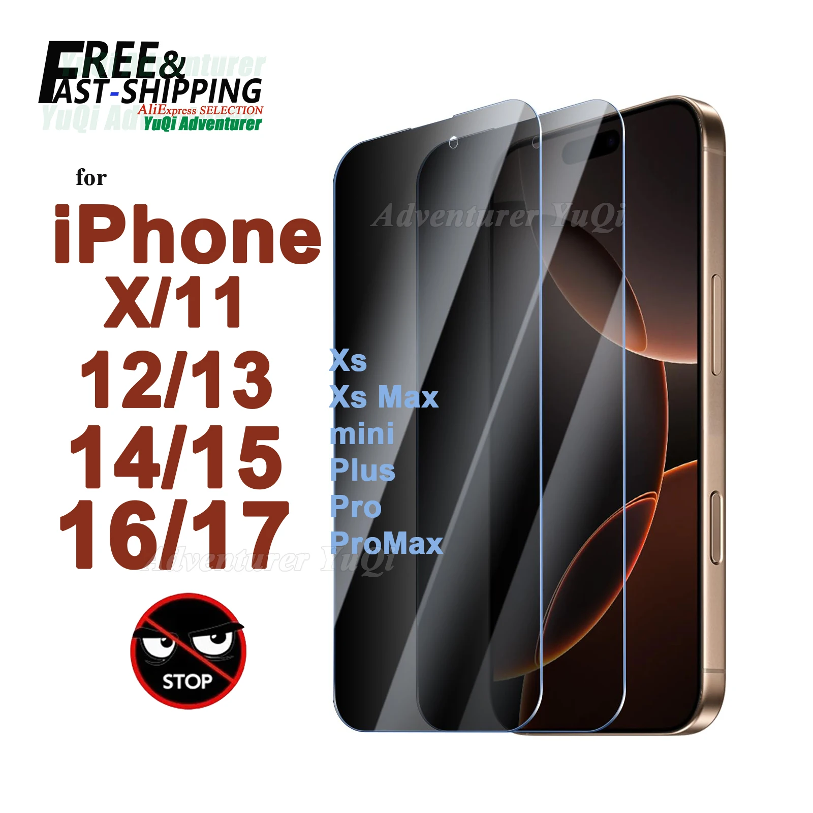 

2pcs Anti Spy Screen Protector For iPhone 17 Air 16e 16 15 14 13 12 11 Xs Pro Max XR Plus mini Tempered Glass Privacy Peep 9H