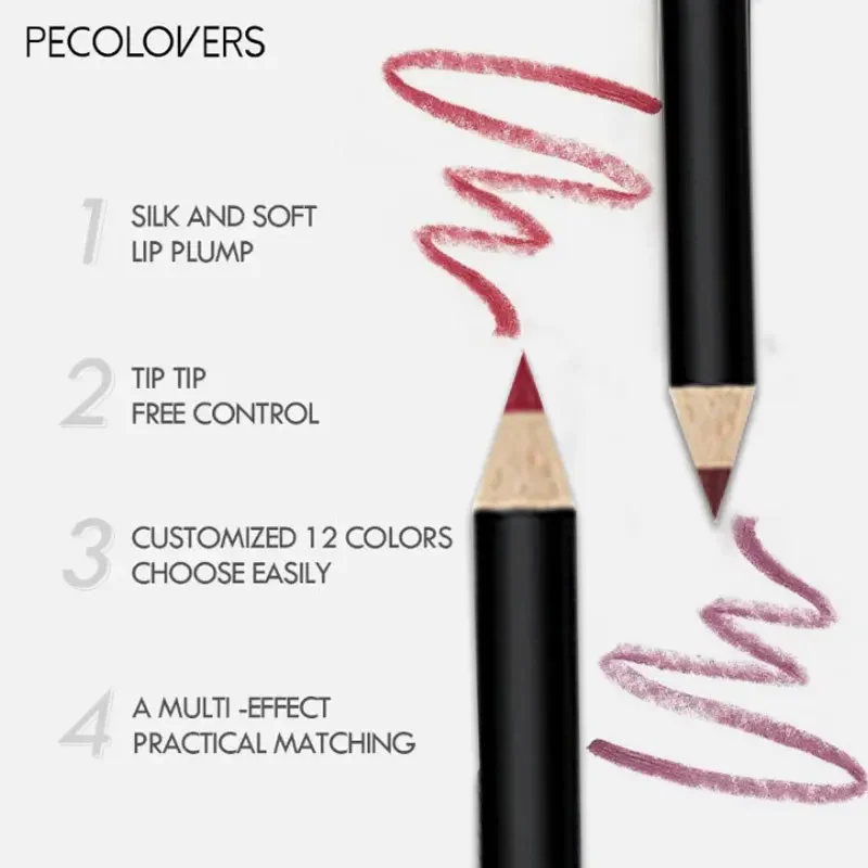 12 Colors Lip Crayon Set  Long-Lasting Lipstick Outline Lip Makeup Lip Pencil Lipstick Pencil Waterproof Sexy Red Matte Contour