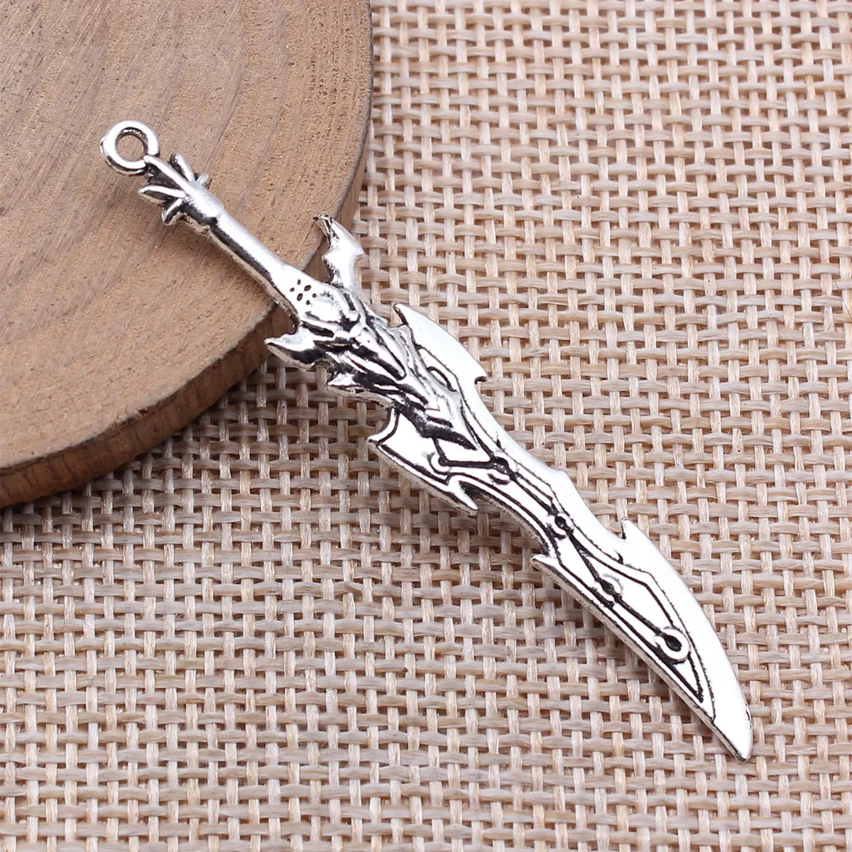 20pcs 59mm(2.32inch) Antique Silver Color Acgn Cosplay Sword, Gun, Sword And Halberd Charms Pendants