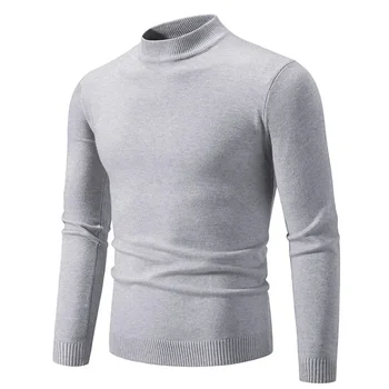 Autumn Men's Half Turtleneck Sweater Solid Color Basic Style Casual Fashion Knitwear Slim Fit High Elastic Male Warm Pullovers 4 Autumn Men's Half Turtleneck Sweater Solid Color Basic Style Casual Fashion Knitwear Slim Fit High Elastic Male Warm Pullovers 4