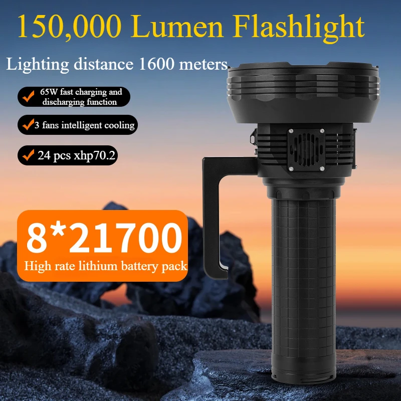 YYHC- 150,000 lumens ultra-strong flashlight 100,000 200,000 lumens far 24 CREE XHP70.2 search and rescue lights