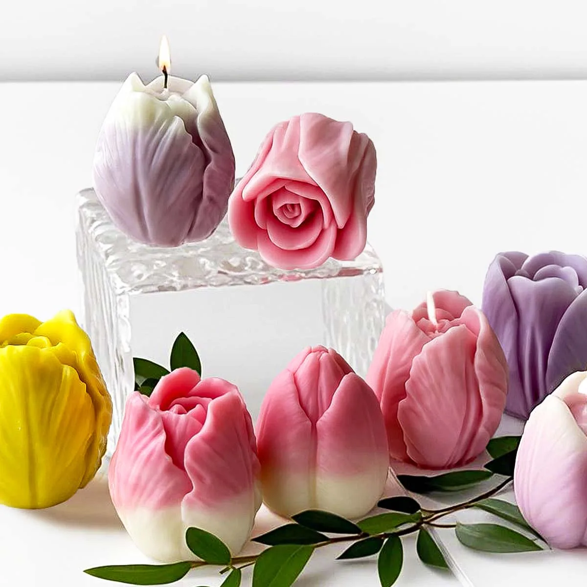 Lale Çiçek Mum Mum Kalıp DIY El Yapımı Sabun Aromatik Mum UV Epoksi Reçine Kalıp Zanaat Hediyeler Süsler Ev Dekor Malzemeleri