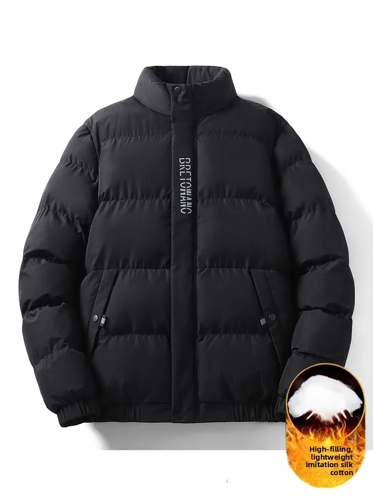 

Мужская зимняя утепленная куртка из хлопка с пуховым наполнителем, модная брендовая, свободного кроя, с принтом, эластичным подолом, молодежная, удлиненная...